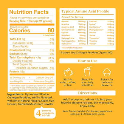 Vanilla Collagen Peptides Powder - 30 Servings