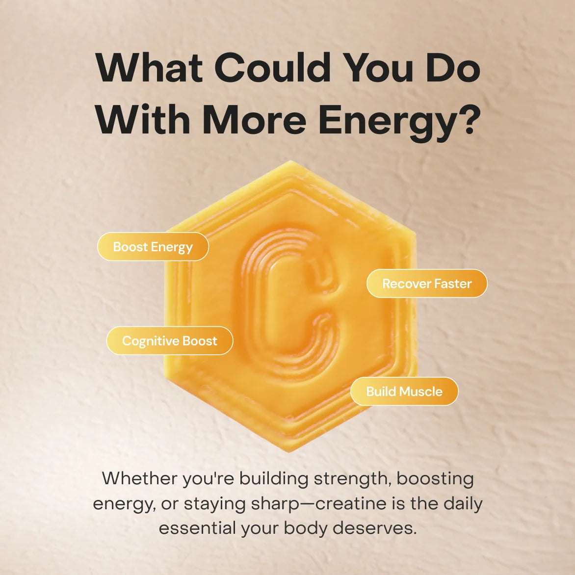 Create Creatine Gummies – 1.5G Creatine Monohydrate per Gummy, Boost Strength & Focus, Orange, 90 Ct