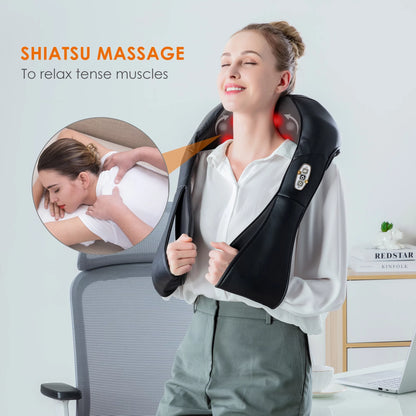 Shiatsu Shoulder Neck Massager with Heat, 4D Deep Kneading Back Massager Gifts for Men Women