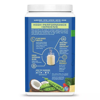 Organic Vegan Protein Powder with Greens, Warrior Blend, Vanilla, 30 Servings