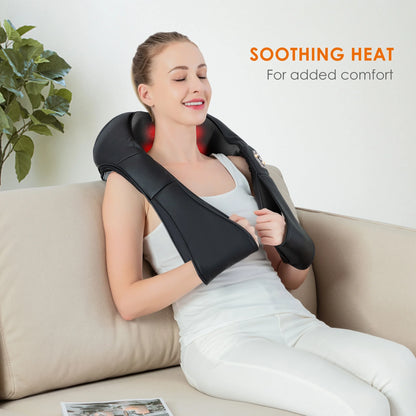 Shiatsu Shoulder Neck Massager with Heat, 4D Deep Kneading Back Massager Gifts for Men Women